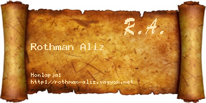 Rothman Aliz névjegykártya